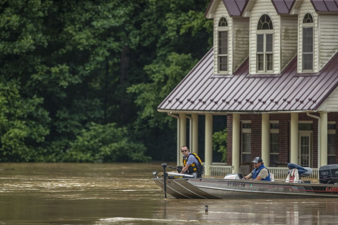 Homes are flooded in Lost Creek, Kentucky, on Thursday