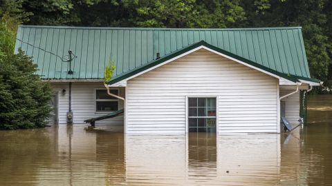 A home is flooded in Lost Creek, Kentucky, on Thursday.