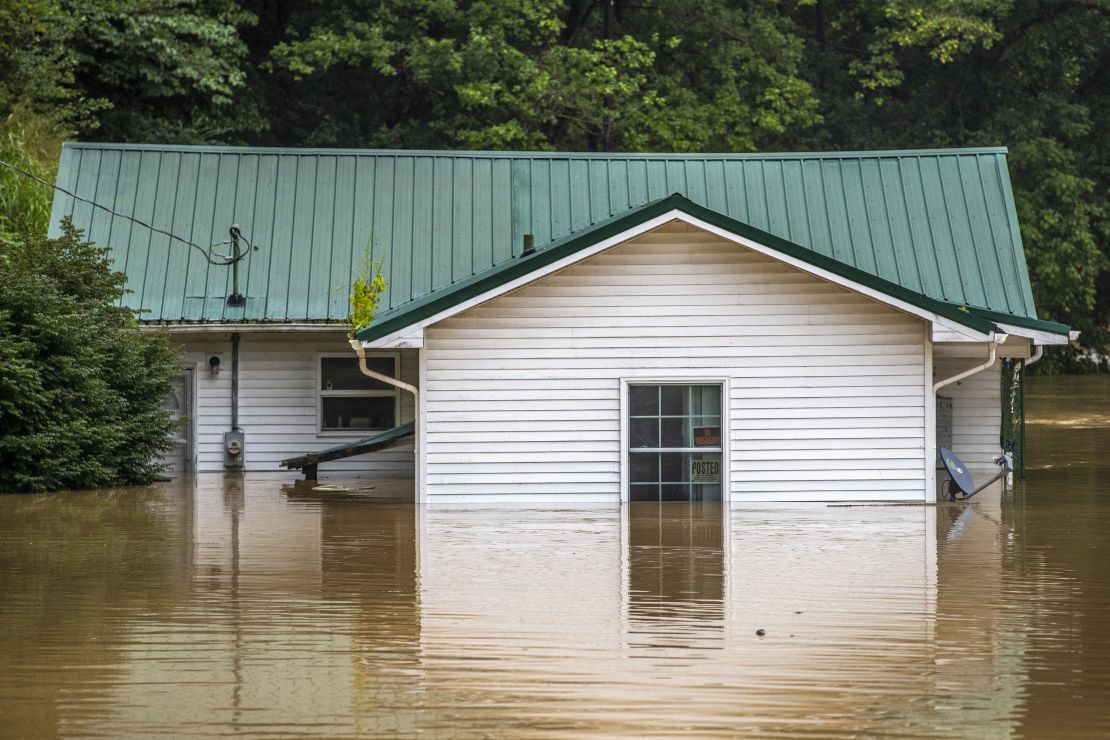 A home is flooded in Lost Creek, Kentucky, on Thursday.
