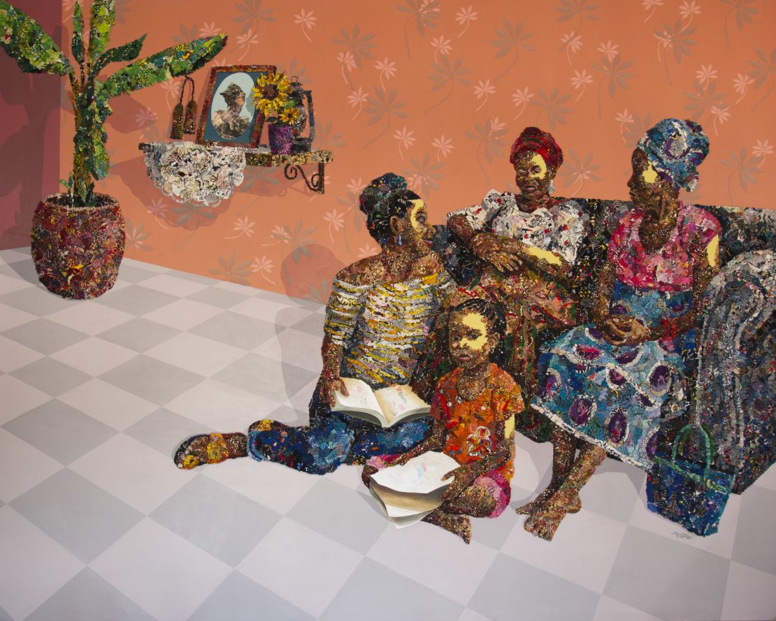 "Songs of Home," from 2021, shows Marcellina Akpojotor's her female family members across five generations. 