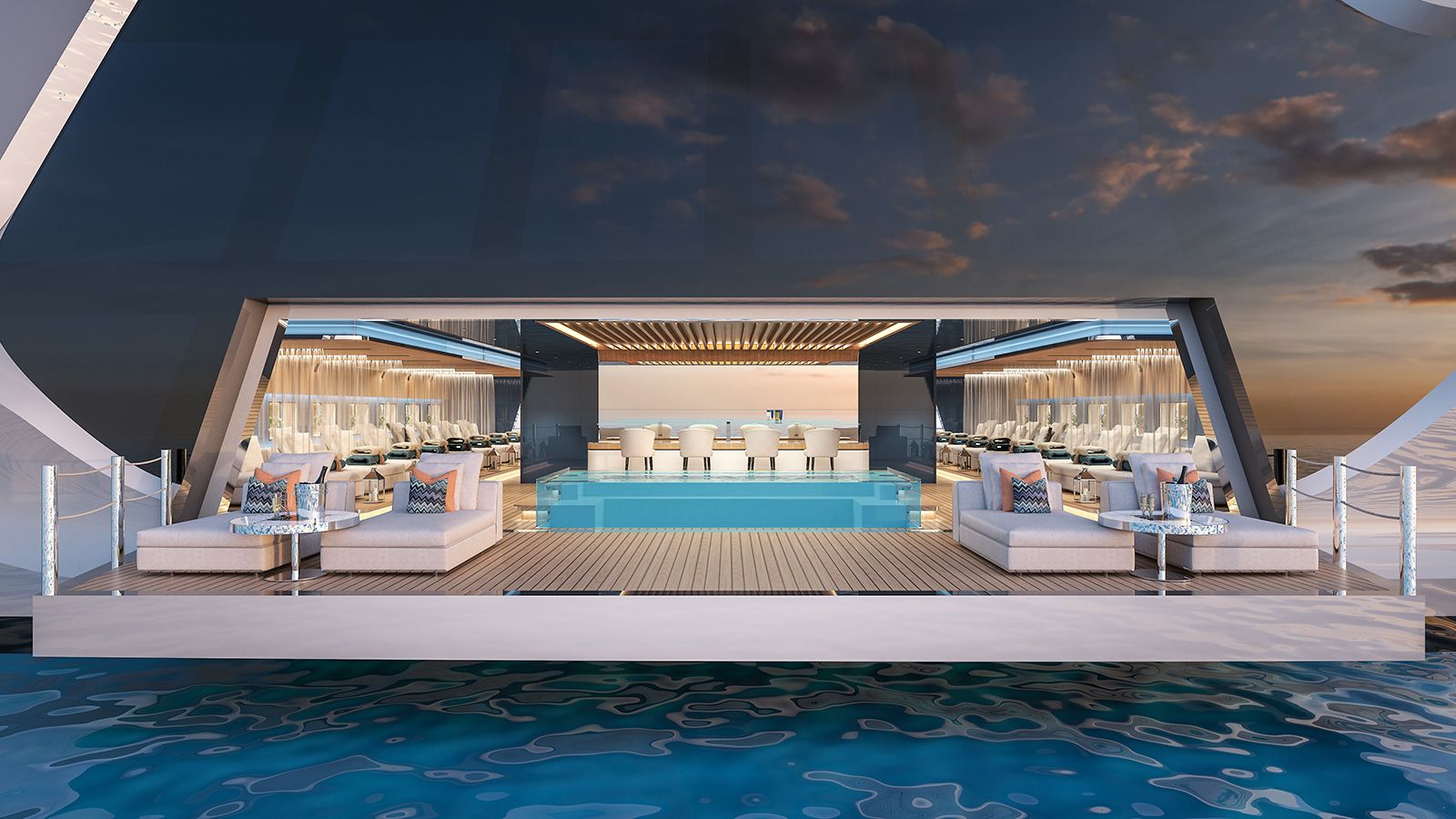 <strong>Lavish vessel:</strong> A luxurious open beach club based on the Royal Palace of Caserta, a former royal residence in southern Italy created by the Bourbon king Charles III as a rival to Versailles, is among its many highlights.