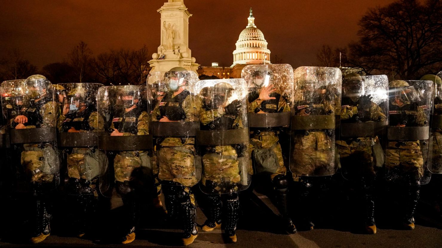 District of Columbia National Guard stand outside the Capitol, Jan. 6, 2021.
