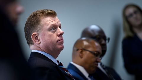 US Secret Service Director James Murray listens during a news conference about the Secret Service National Threat Assessment Center's Mass Attacks in Public Spaces 2018 report, July 9, 2019, in Alexandria, Virginia. 