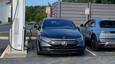 I stopped for a charge in Virginia but realized I could have stopped sooner. I encountered a lot of other electric cars on the trip, including this Hyundai Ioniq 5 charging next to the Mercedes.