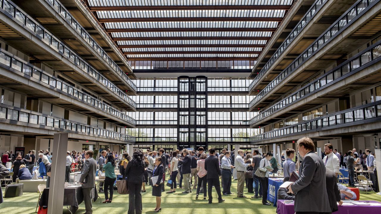 Bell Works, shown here during a 2018 job fair, aims to give workers more reasons to come to the office.