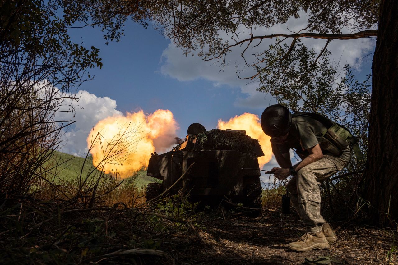 Ukrainians fire artillery toward Russian forces in Ukraine's Kharkiv region on Wednesday, July 27.