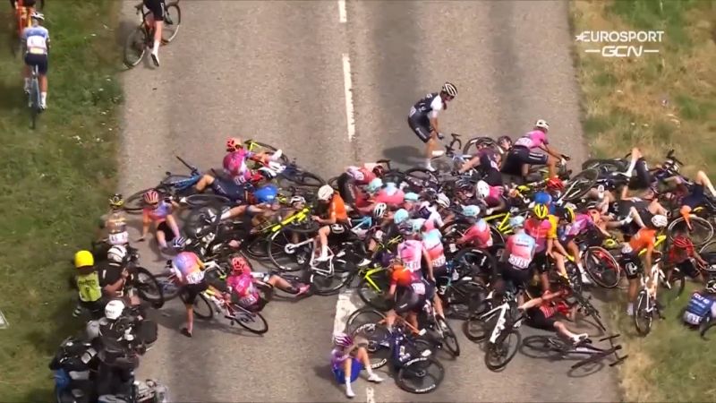 Tour de France Femmes Spectacular multi-rider crash leaves rider needing hospital treatment CNN