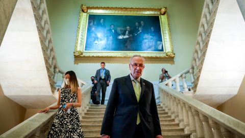 Senate Majority Leader Chuck Schumer is seen at the US Capitol in July 2022 in Washington, DC. 