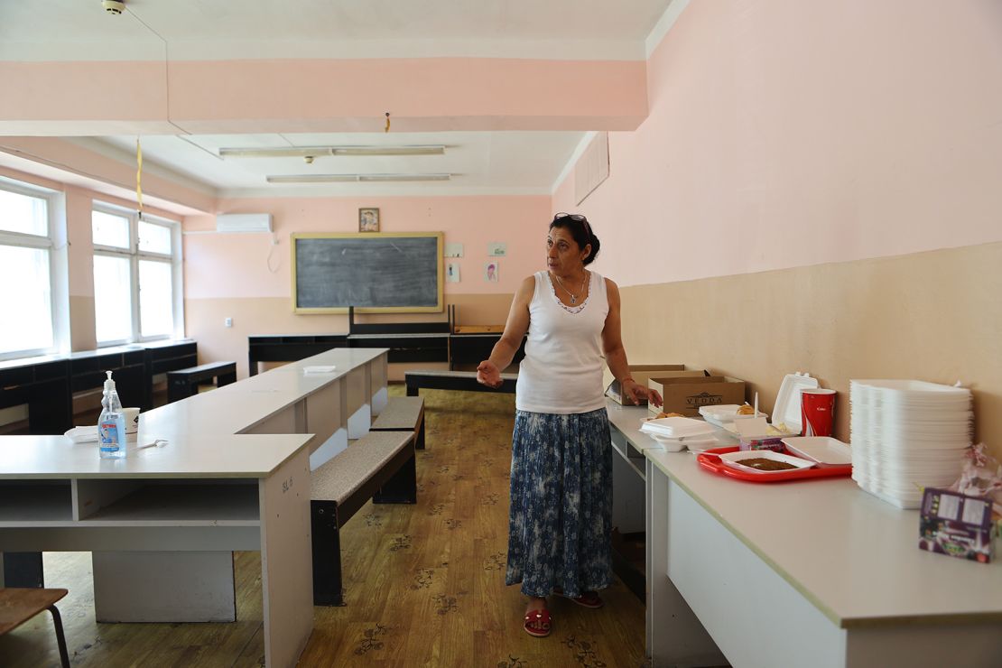 Ala Valentinovna Saviena prepares meals in the shelter in Chisinau.
