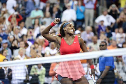 Williams celebrates after winning the US Open in 2013. It was her fifth US Open title and her 17th grand slam singles title.