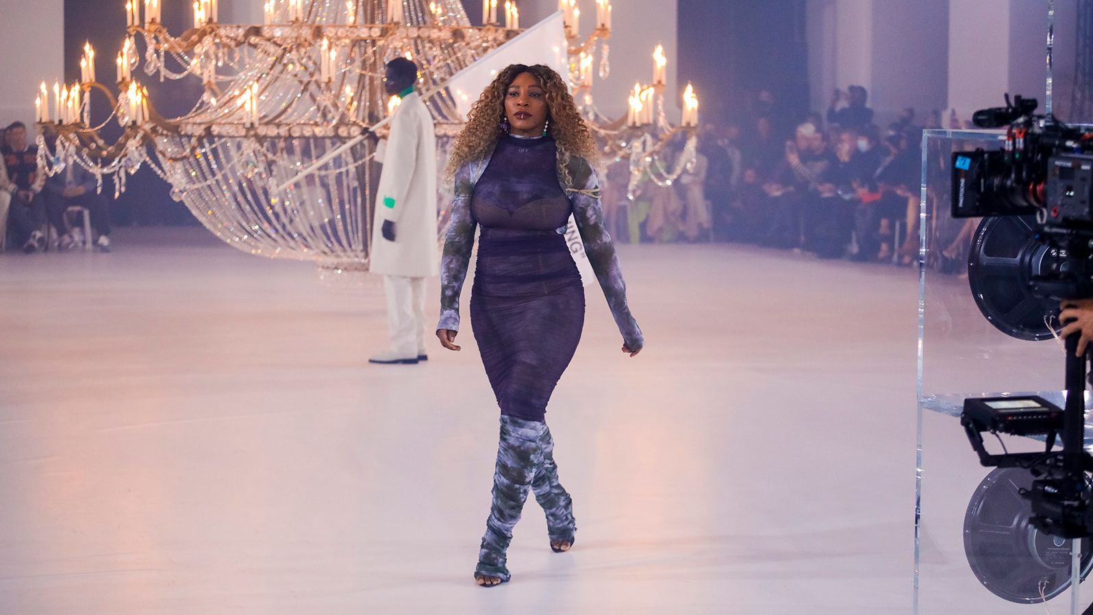 Williams walks the runway during an Off-White fashion show in Paris in February. It was shortly after the death of the brand's founder, Virgil Abloh.