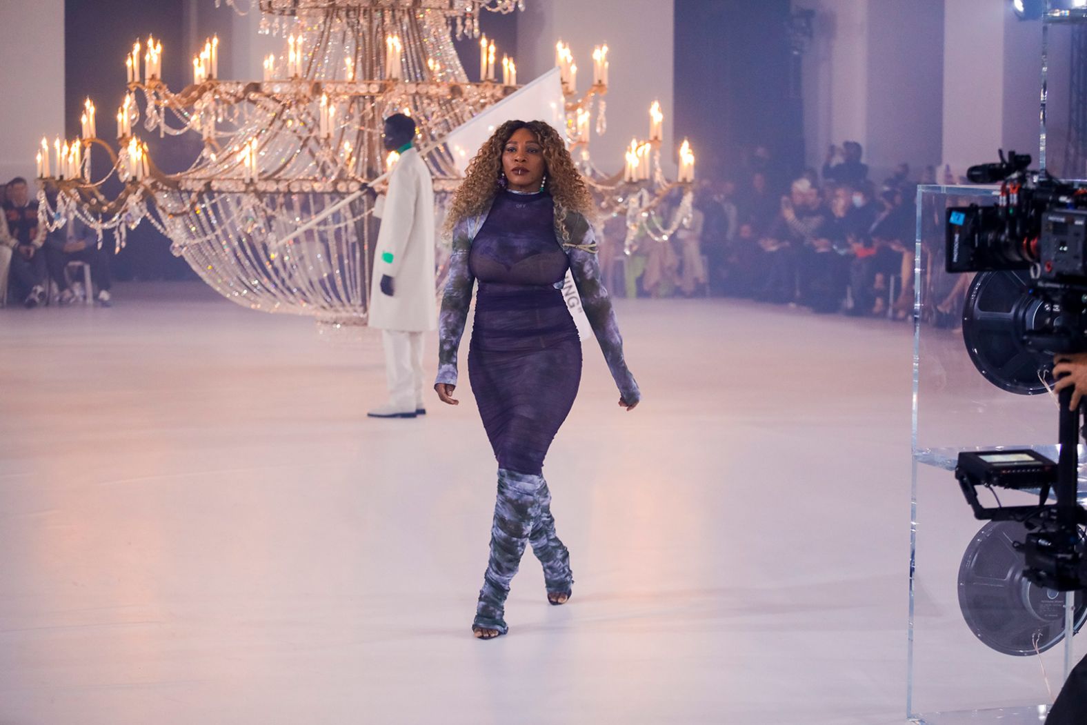 Williams walks the runway during an Off-White fashion show in Paris in February. It was shortly after the death of the brand's founder, Virgil Abloh.