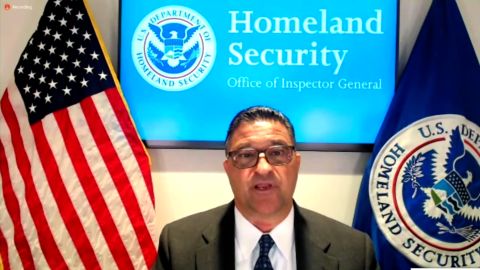 Department of Homeland Security Inspector General Joseph Cuffari is pictured in this screenshot. 