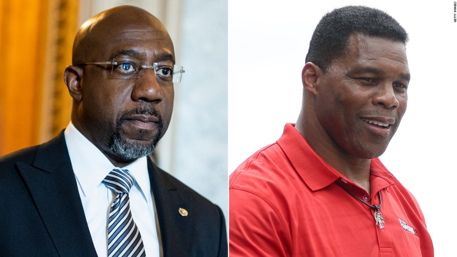 Georgia Sen. Raphael Warnock, left, and his Republican challenger Herschel Walker