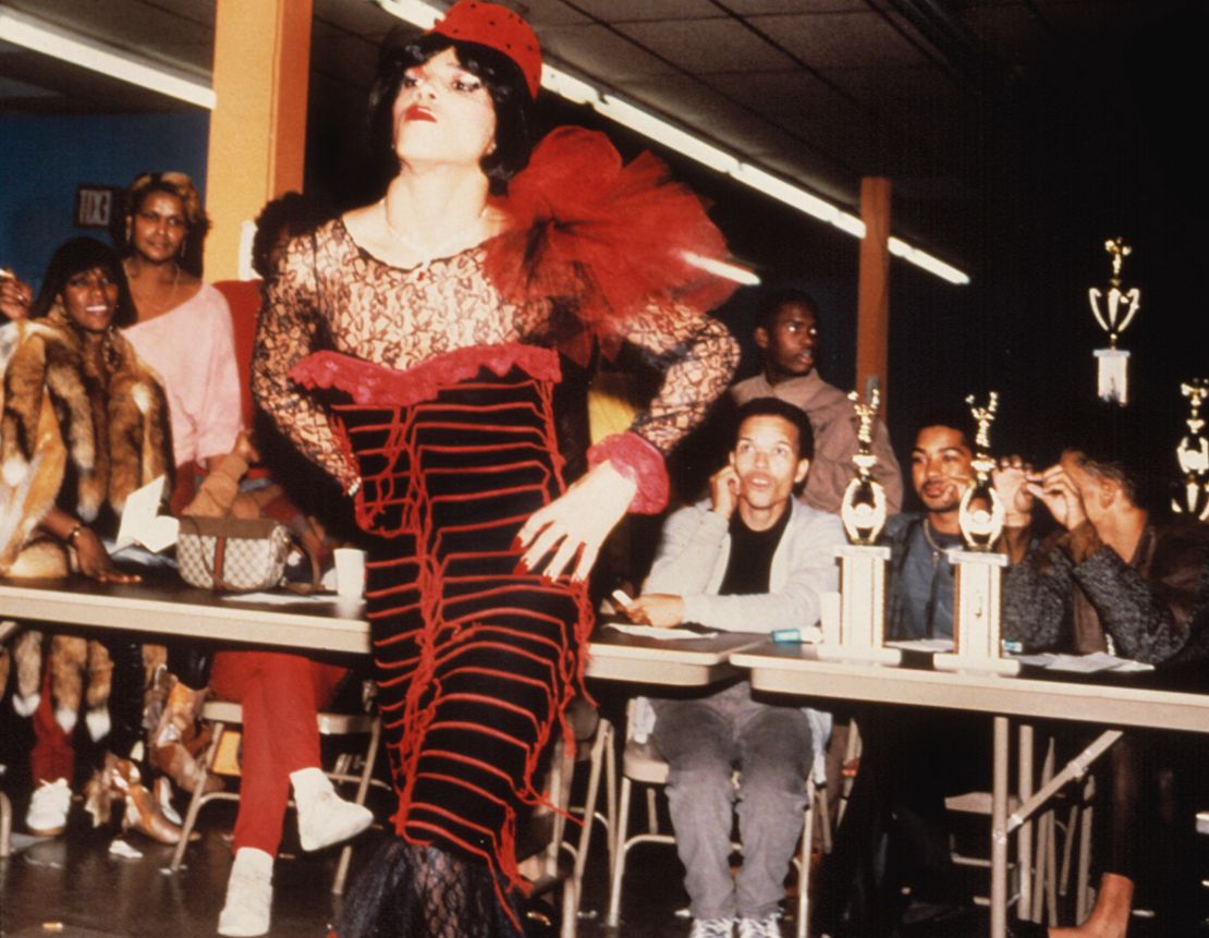 In this scene from "Paris is Burning," a performer is competing in a ball -- an event for queer and trans performers to show off their beauty and talent.