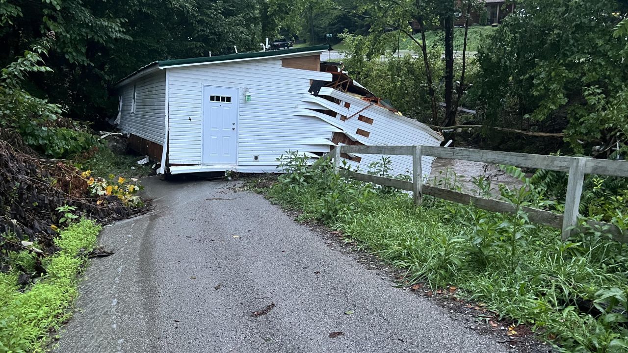 A house washed away by floodwaters in Kentucky. 
