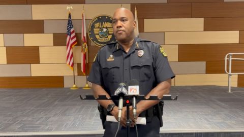 Orlando Police Chief Eric D. Smith gives a press conference after the overnight shooting downtown.