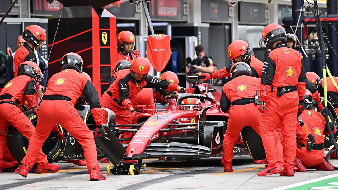 Ferrari's Charles Leclerc pitted three times during Sunday's Grand Prix.