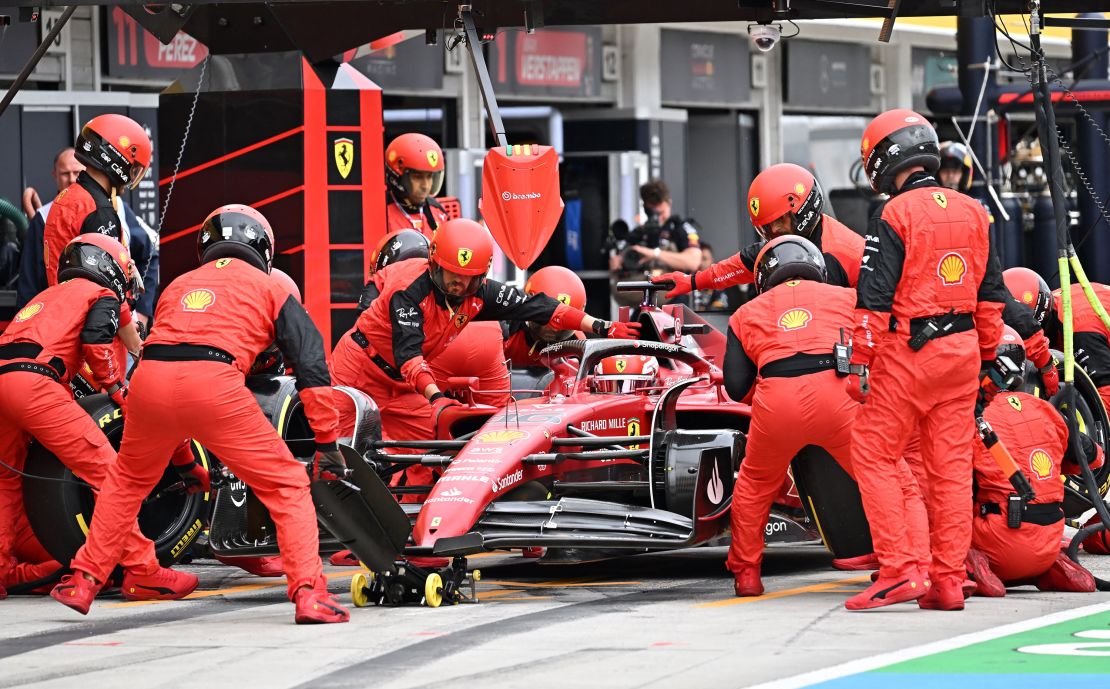 Ferrari's Charles Leclerc pitted three times during Sunday's Grand Prix.