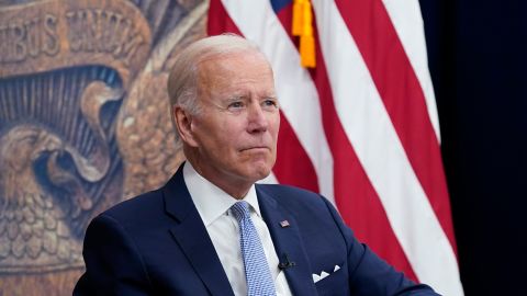 President Joe Biden listens during a meeting with CEOs in the White House complex in Washington on July 28, 2022.