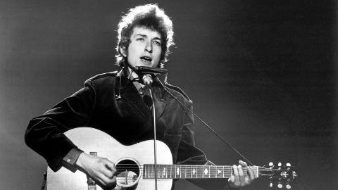 Bob Dylan performs at BBC TV Centre, London, on June 1, 1965. He recorded two 35-minute TV programs for the BBC at the session.