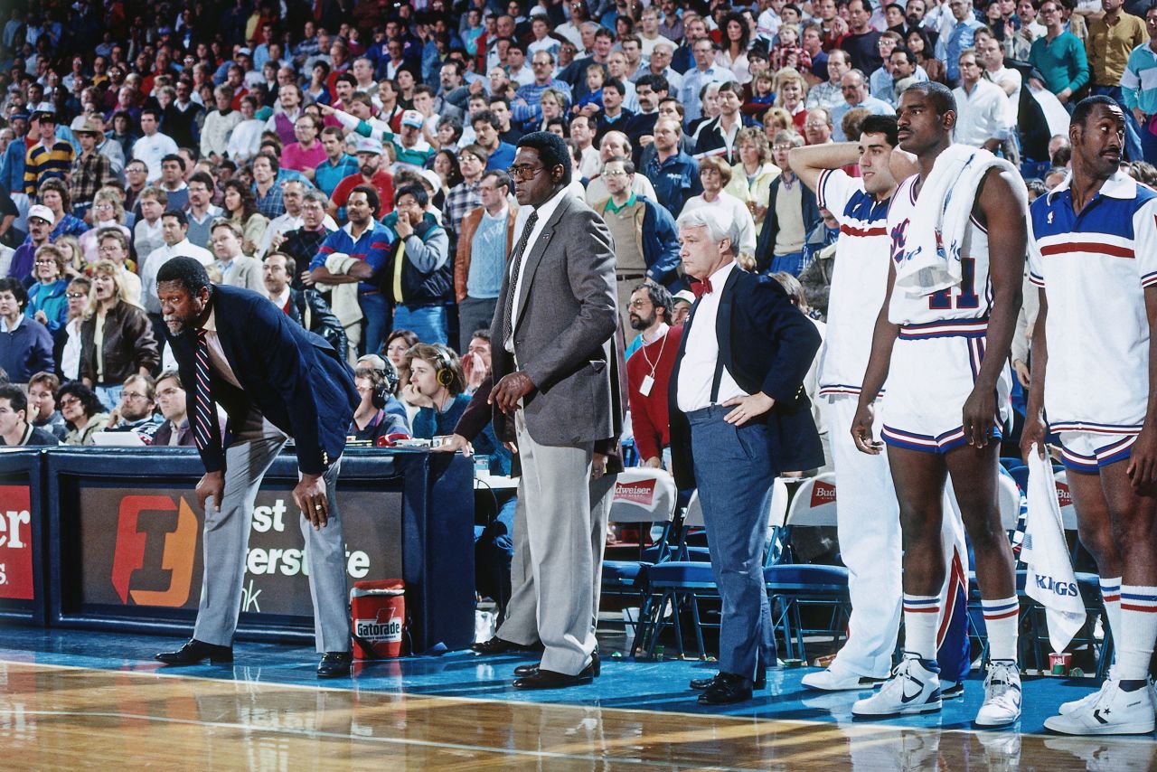 Russell, left, coaches the Sacramento Kings in 1988. After retiring as a player, Russell went on to coach several NBA teams including the Seattle SuperSonics from 1973-1977 and Sacramento from 1987-1988.