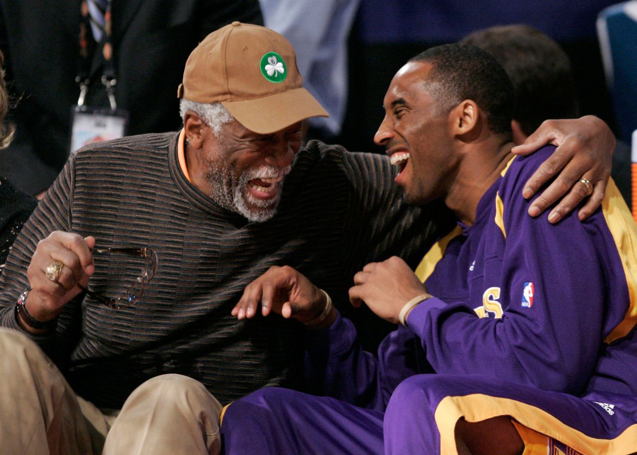 Russell shares a laugh with Kobe Bryant during NBA All-Star weekend in Las Vegas, Nevada, in 2007.