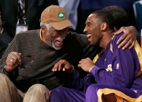 Russell, left, shares a laugh with Kobe Bryant, during NBA All-Star weekend in Las Vegas, Nevada, on Saturday, February 17, 2007.