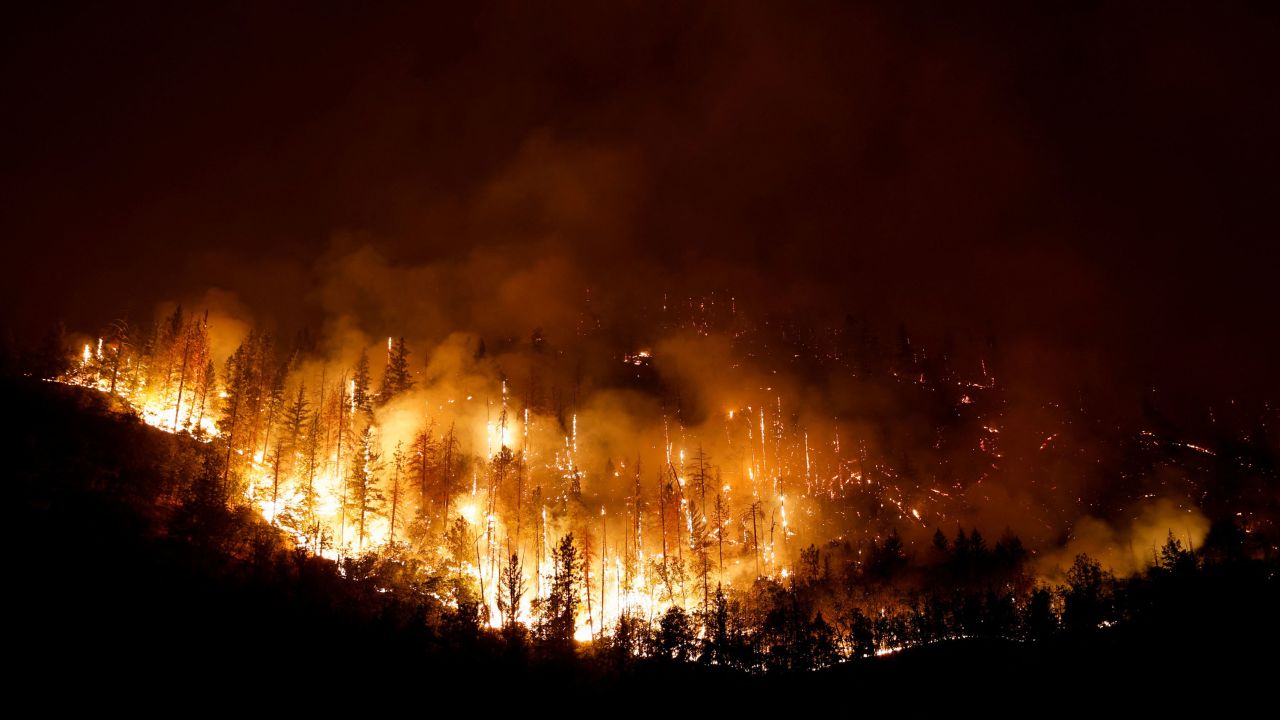 The McKinney Fire burns near Yreka, California, Saturday.