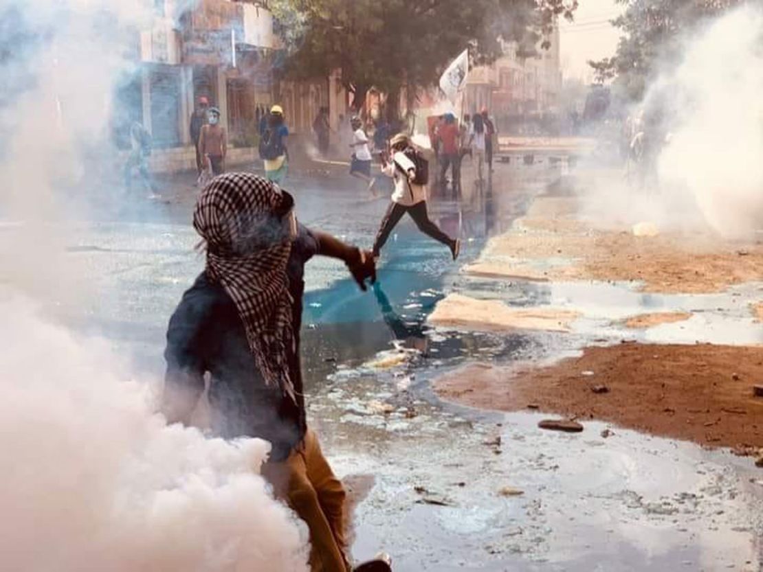 Pro-democracy protesters on the streets of Khartoum on Sunday, July 31, 2022. 