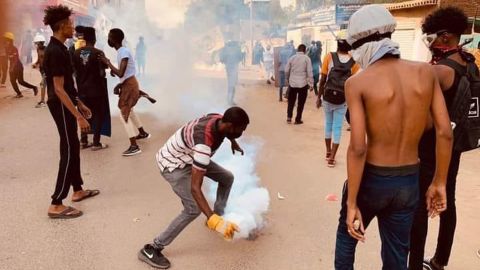 Pro-democracy protesters on the streets of Khartoum on Sunday, July 31, 2022.  