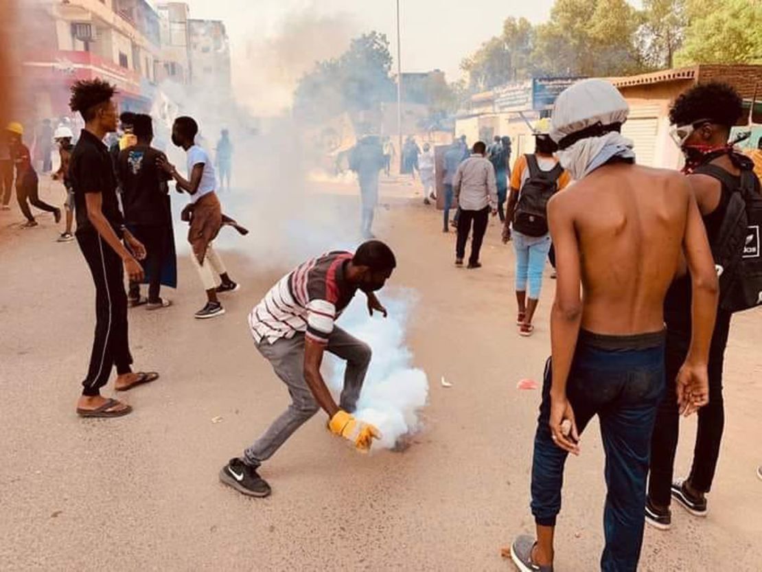 Pro-democracy protesters on the streets of Khartoum on Sunday, July 31, 2022.  