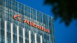 Alibaba Group Holdings Ltd. signage is displayed outside the company's offices on July 14, 2022 in Beijing, China.