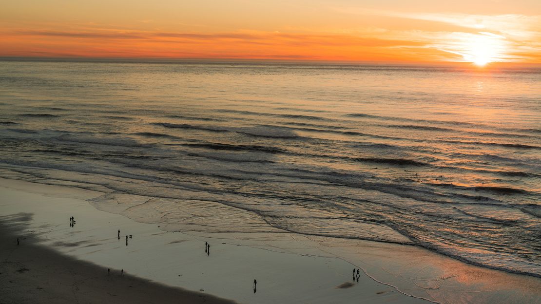 A view from Sutro Heights of sunset at San Francisco's Ocean Beach