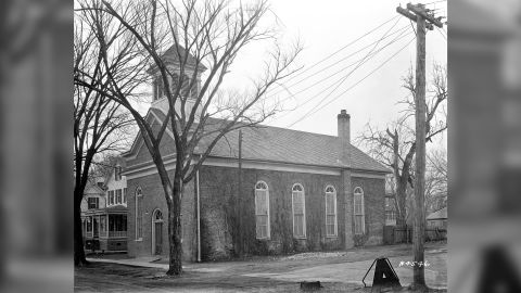 1856 structure of the First Baptist Church in Williamsburg, Virginia, during the 20th century. 
