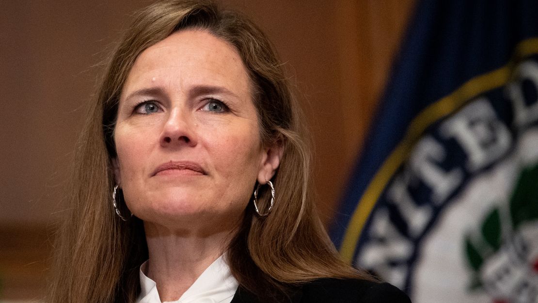 Then-Judge Amy Coney Barrett is pictured in Washington, DC, on October 1, 2020. 