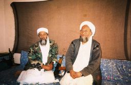 Osama bin Laden sits with Ayman al-Zawahiri on November 10, 2001.  