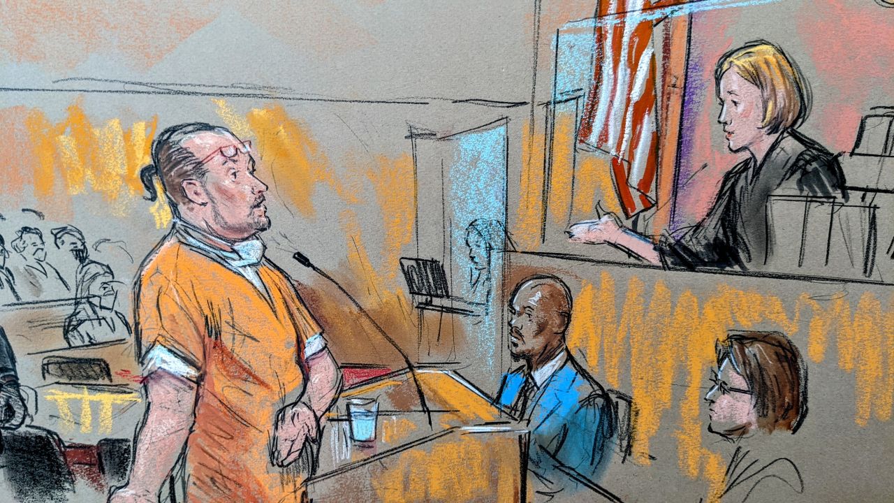 This sketch shows Guy Reffitt in court on Monday.