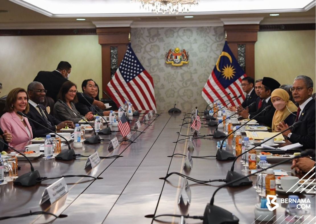 US House Speaker Nancy Pelosi in Kuala Lumpur, Malaysia, meeting with Malaysian politicians on August 2.