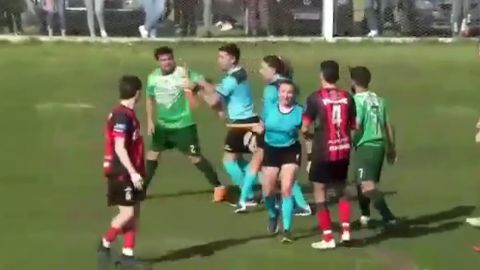 An Argentine footballer was arrested after punching female referee during a match.