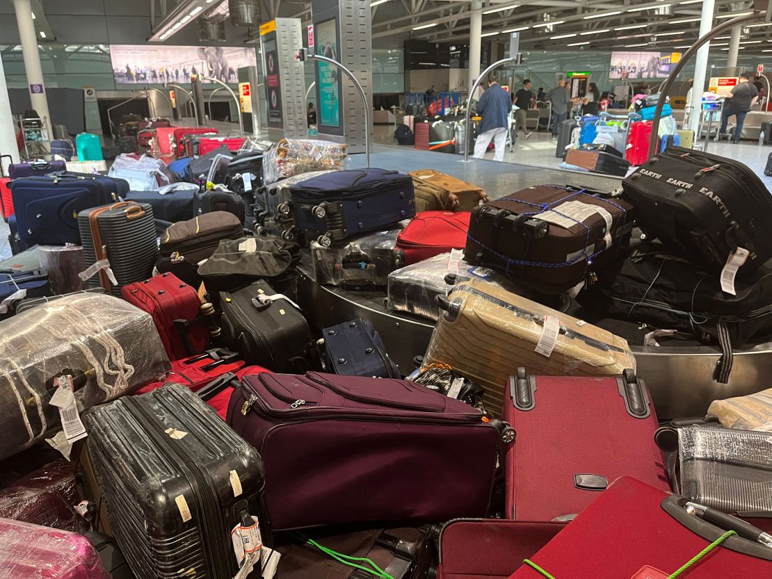 Many passengers are concerned about losing luggage while traveling this summer. Pictured here: uncollected suitcases at London's Heathrow Airport.
