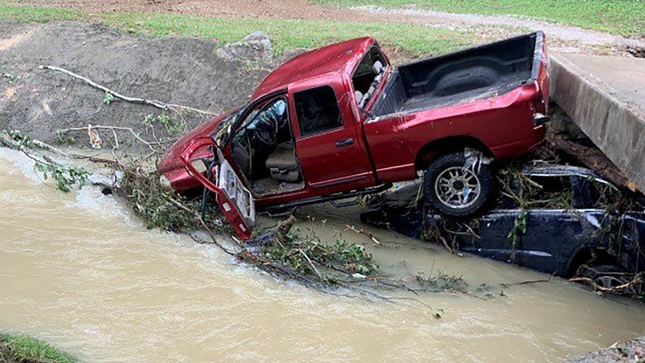 Hensley disappeared after his red truck was swept away by flood waters.