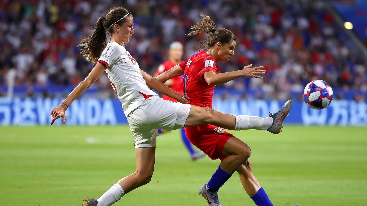 In 2019, the US, in red, edged England 2-1 in the World Cup semifinals.