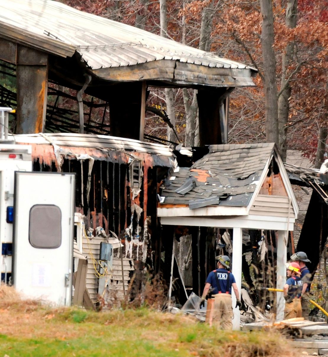 Firefighters respond after the Macedonia Church of God in Christ in Springfield, Massachusetts, was set ablaze -- hours after Barack Obama was elected the nation's first Black president.