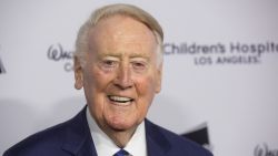   Vin Scully arrives for 2018 From Paris with Love Children's Hospital Los Angeles Gala  astatine  L.A. Live Event Deck connected  October 20, 2018 successful  Los Angeles, California.  (Photo by Gabriel Olsen/FilmMagic)