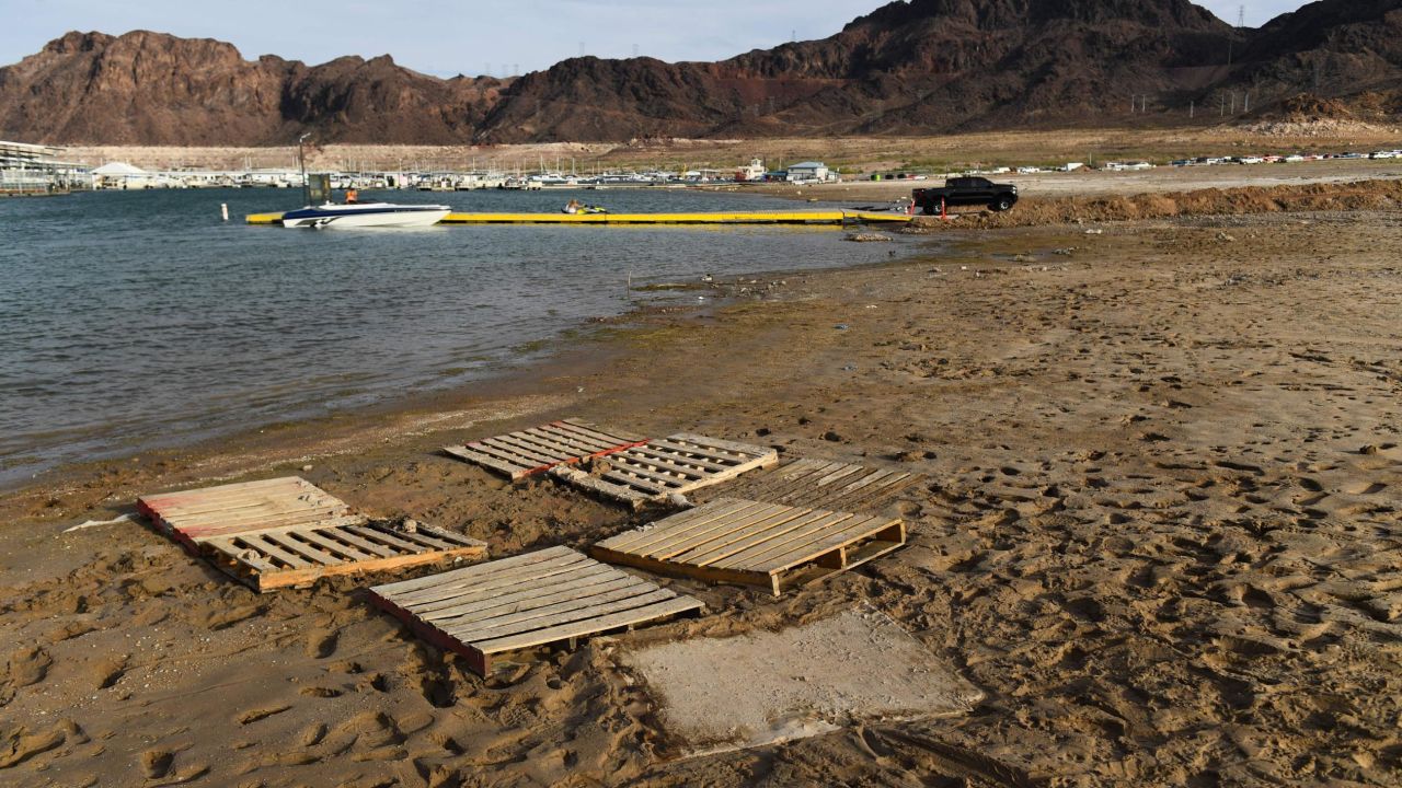 Wooden pallets mark the location of where a barrel containing human remains was found. 