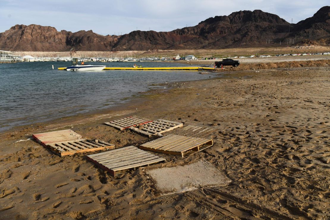 Wooden pallets mark the location of where a barrel containing human remains was found. 