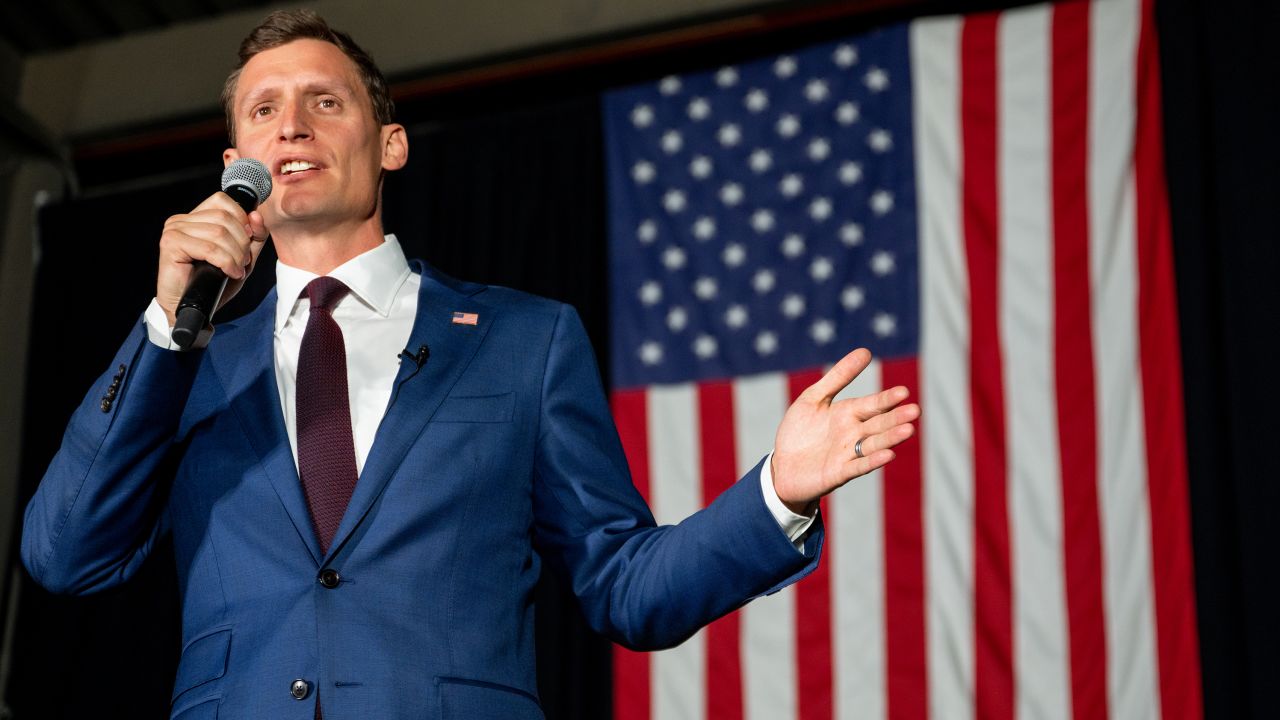 Republican U.S. senatorial candidate Blake Masters speaks during his election night watch party on August 02, 2022 in Chandler, Arizona.