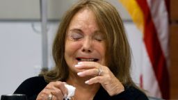 Theresa Robinovitz cries after reading her victim impact statement during the penalty phase of the trial of Marjory Stoneman Douglas High School shooter Nikolas Cruz at the Broward County Courthouse in Fort Lauderdale, Fla., Tuesday, Aug. 2, 2022. Robinovitz's granddaughter Alyssa was killed in the 2018 shootings. Cruz previously plead guilty to all 17 counts of premeditated murder and 17 counts of attempted murder in the 2018 shootings. (Amy Beth Bennett/South Florida Sun-Sentinel via AP, Pool)