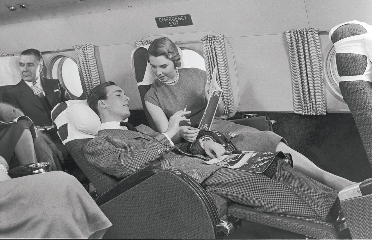 A first-class 'Slumberette' on a Lockheed Constellation, in the early 1950s.